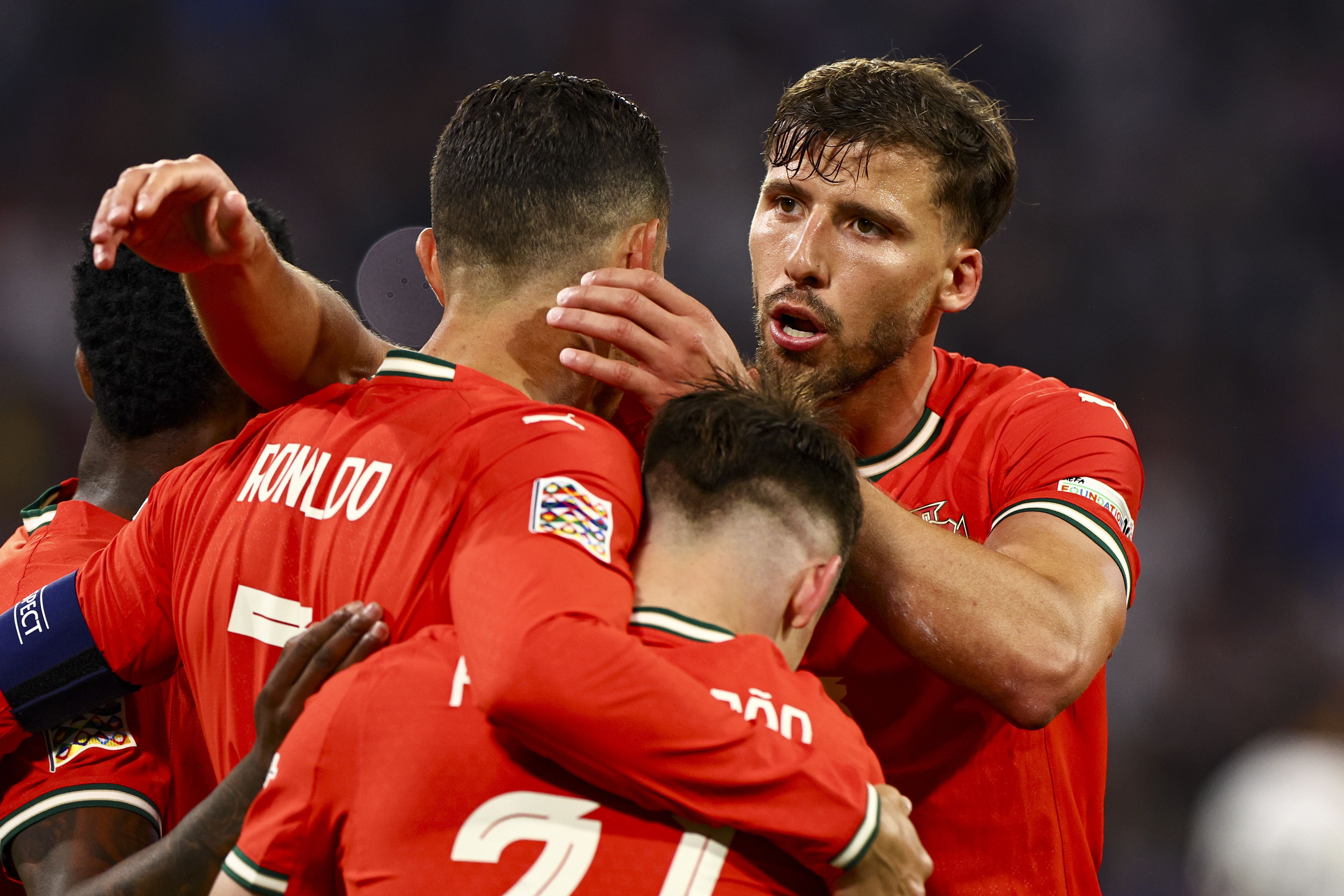 葡萄牙队在欧国联比赛中胜斯洛伐克